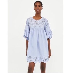 Zara Pastel Blue Eyelet Dress